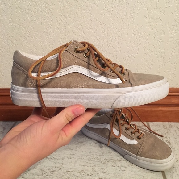 tan vans with leather laces